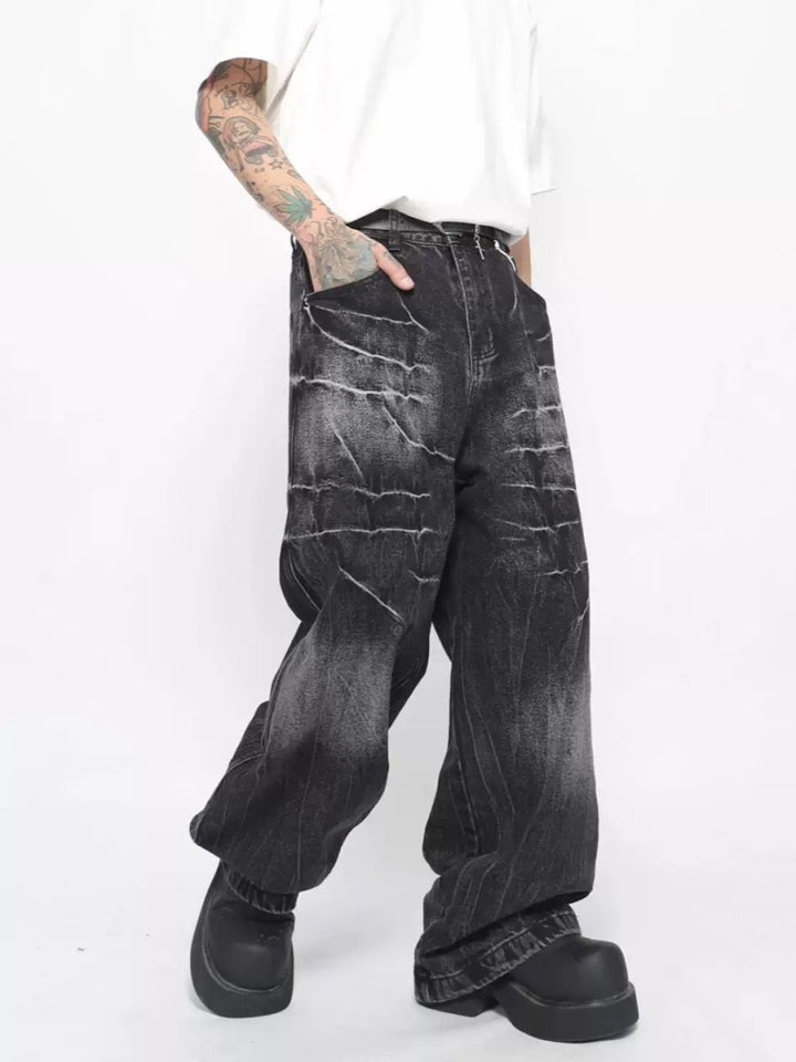 【Mz】washed loose wide-leg straight jeans na1687