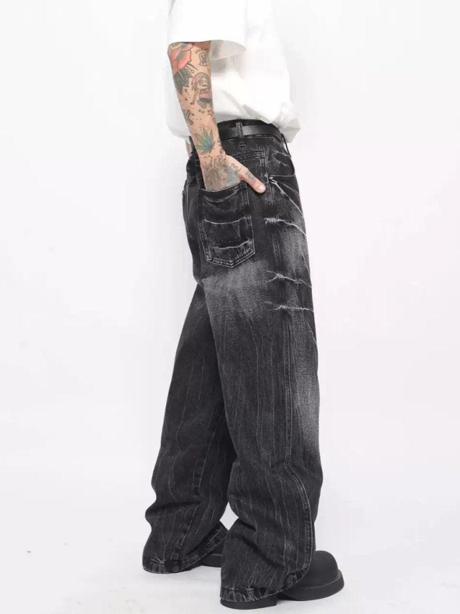 【Mz】washed loose wide-leg straight jeans na1687