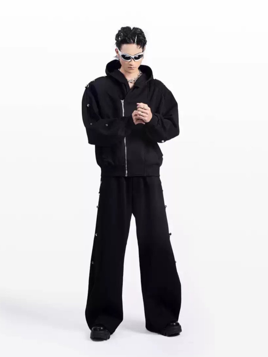 [PLAN1ONE] loose hooded + wide leg pants na1698