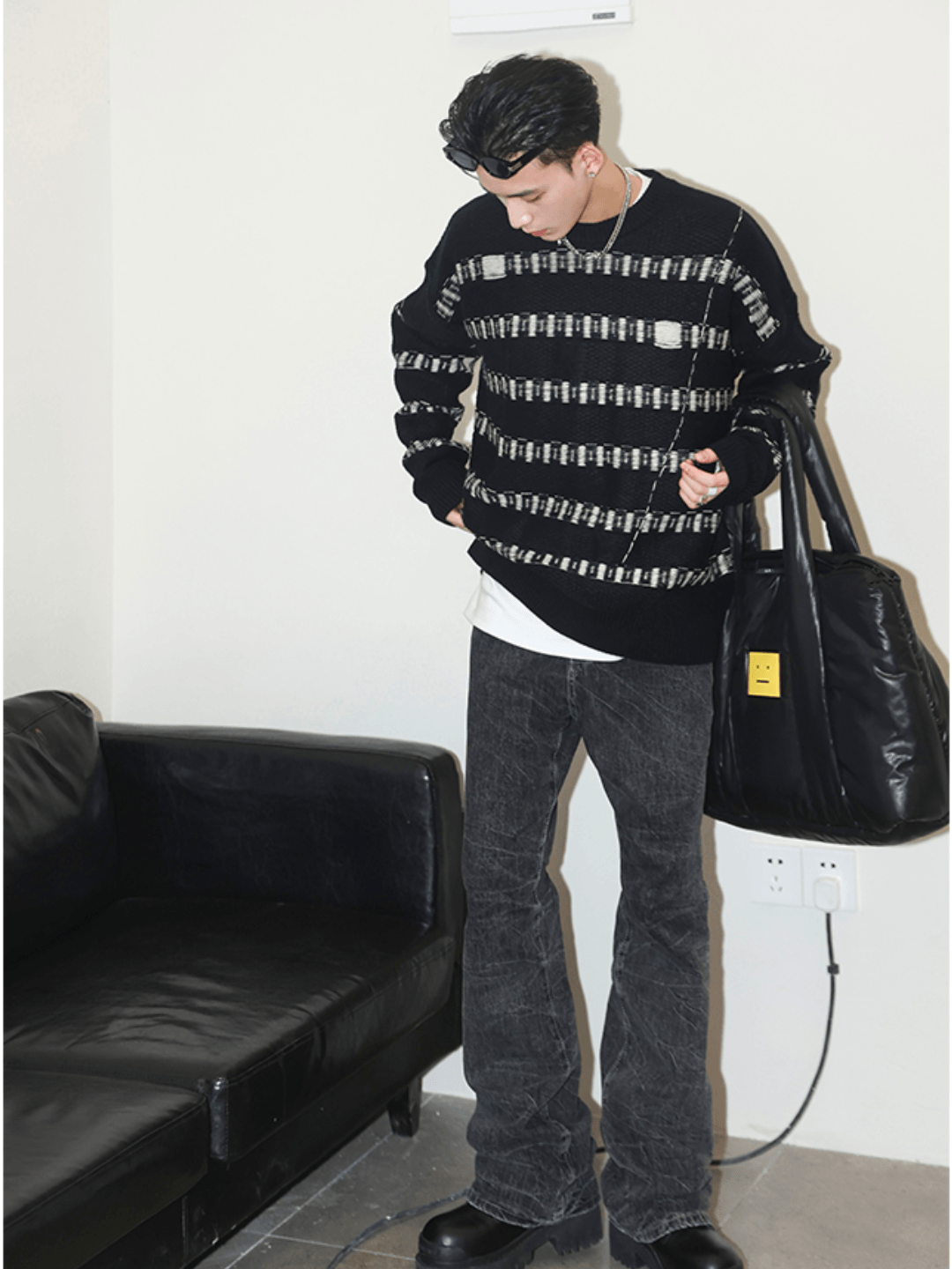 [PLTH] striped retro ins knitted NA565