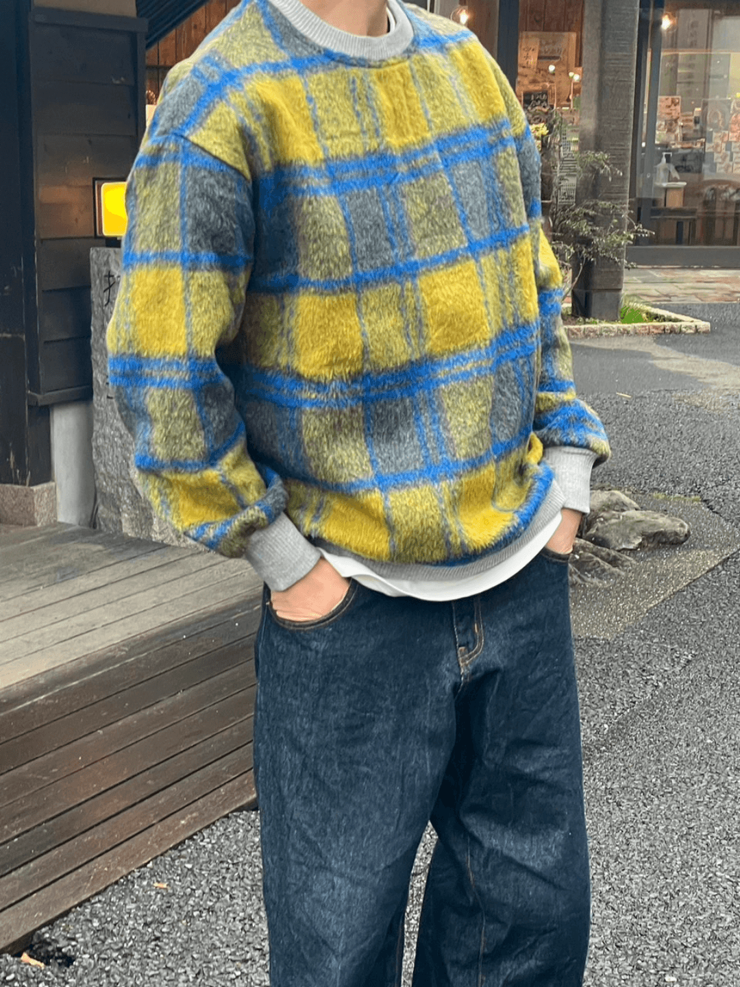 [LEMiE] Plaid loose trendy knit LE02