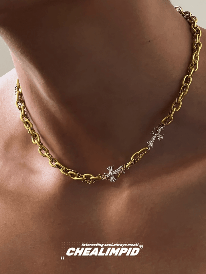 [CHEALIMPID] Gold Double Layer Necklace na935