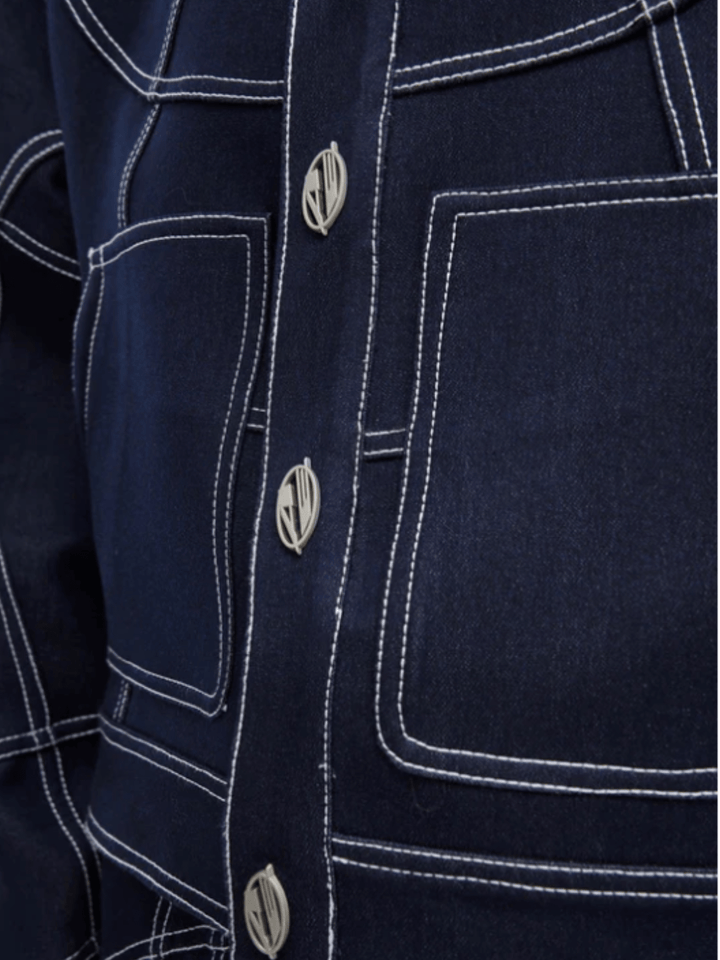 [CulturE] Wide-leg Stitch Denim Jeans  NA676