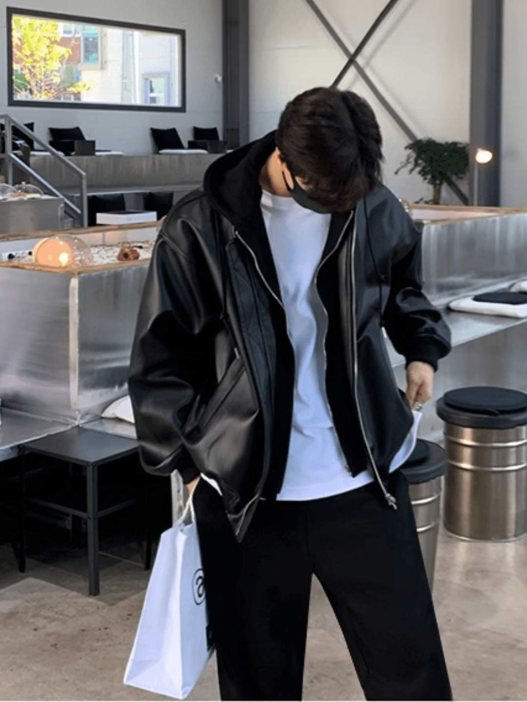 Korean style leather jacket hot sale