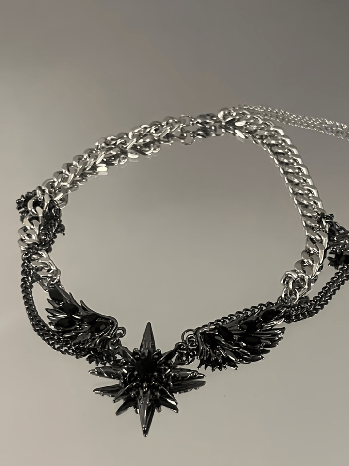 [CHEALIMPID] DarkGemstone Diamonds Wings Design Necklace na932