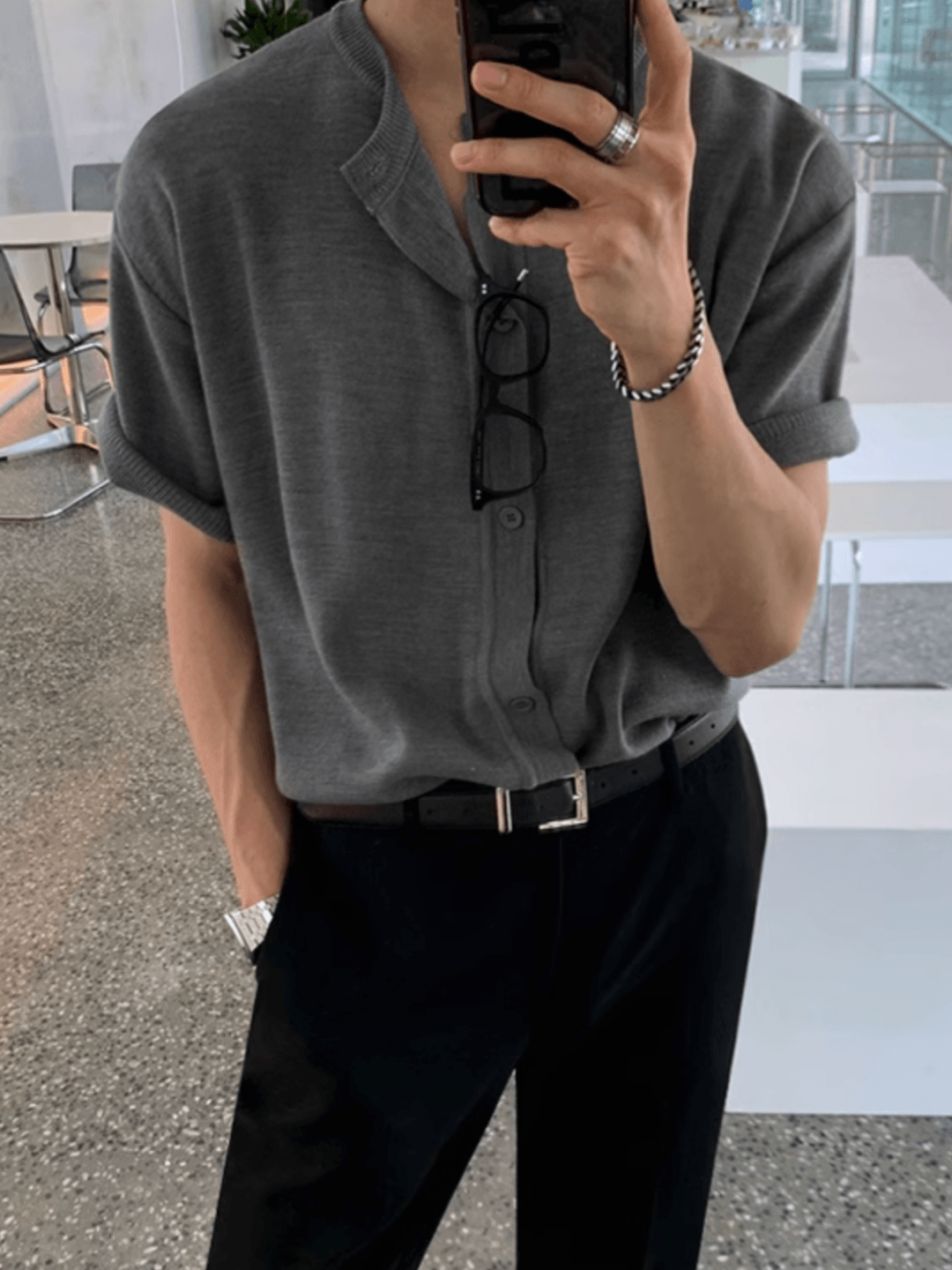 [MRCYC] Short Sleeve Knit Cardigan T-shirt na778