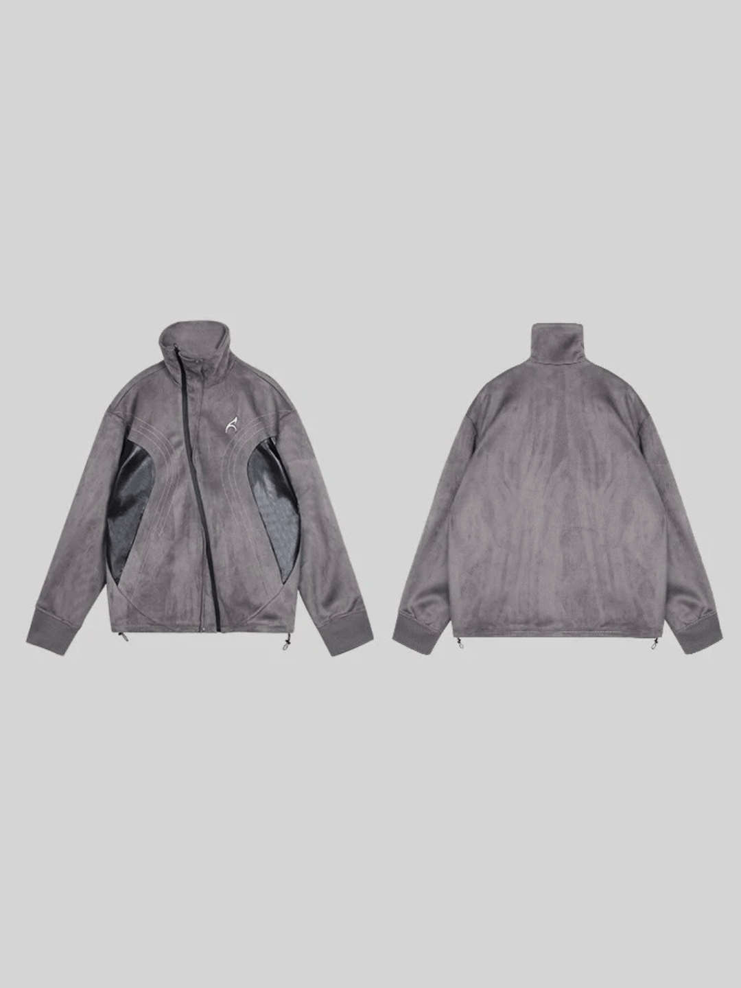 Original design curved contrast topstitch suede jacket na650