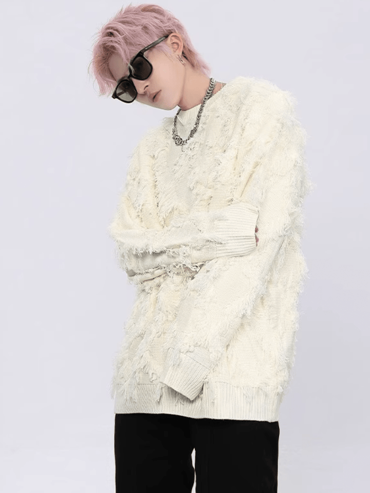 [XPKAEAX] fur-trimmed lazy wind sweater na901