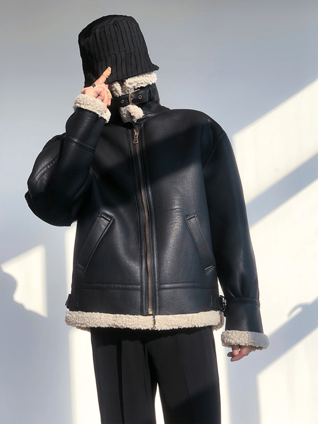 [HOHO] fur leather jacket NA572