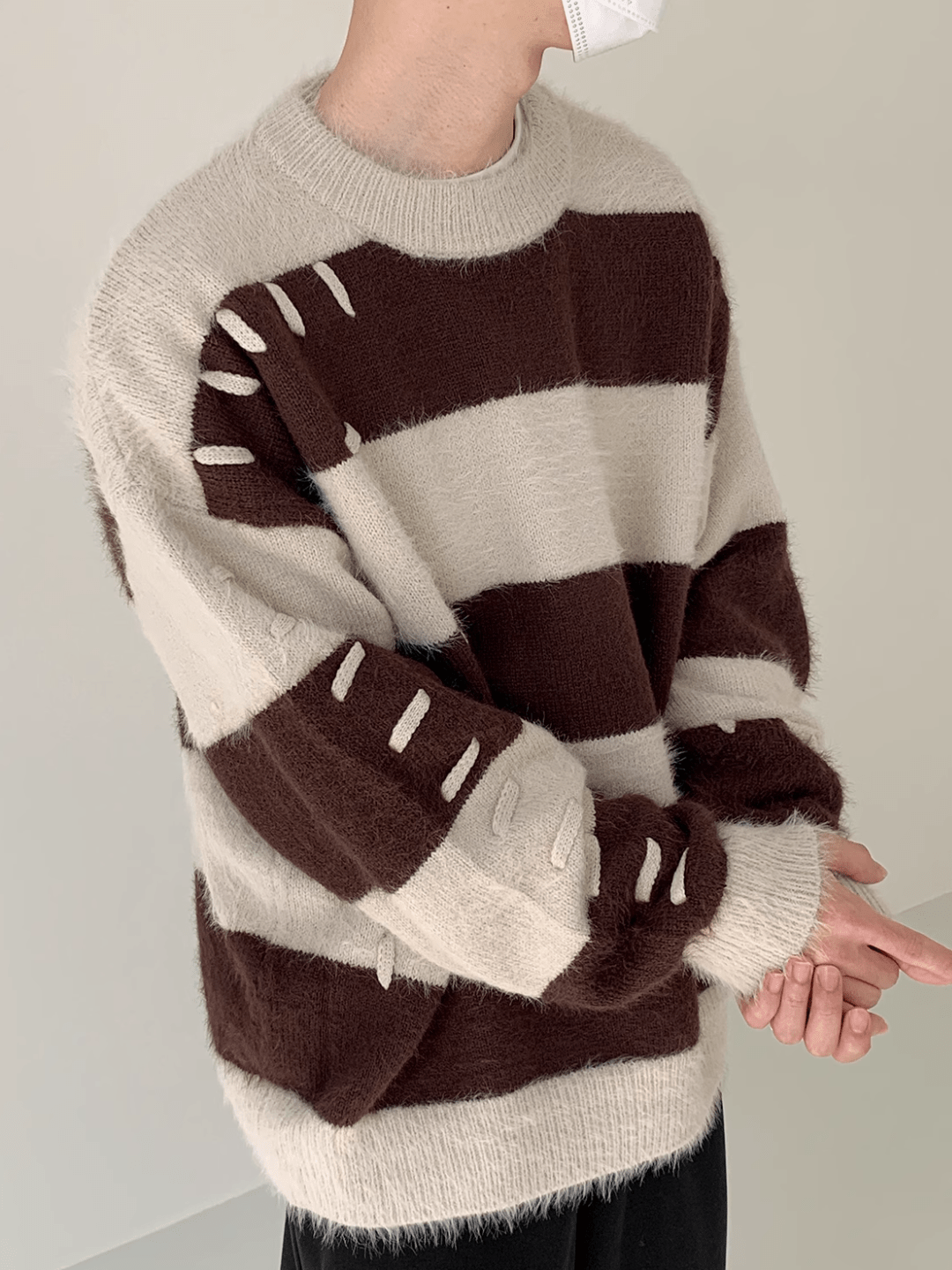 [DAZIONSED] Patch design mohair knit sweater na772