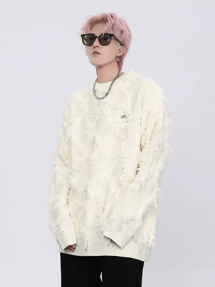 [XPKAEAX] fur-trimmed lazy wind sweater na901