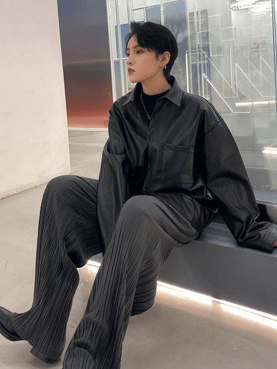 [EVERDANA] Mode Korean Leather Shirt NA114