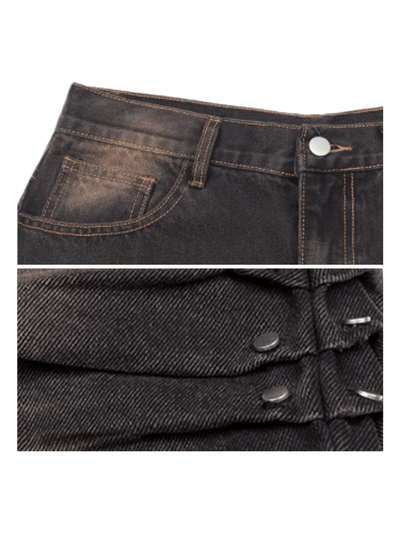[CROWORLD] Designed pleated nailed jeans na701