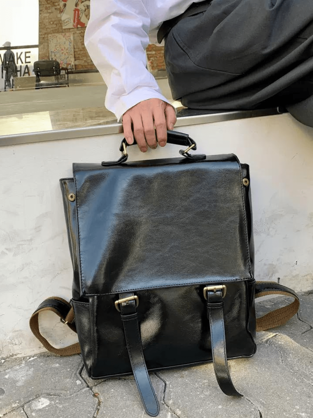 Leather British Backpack na863