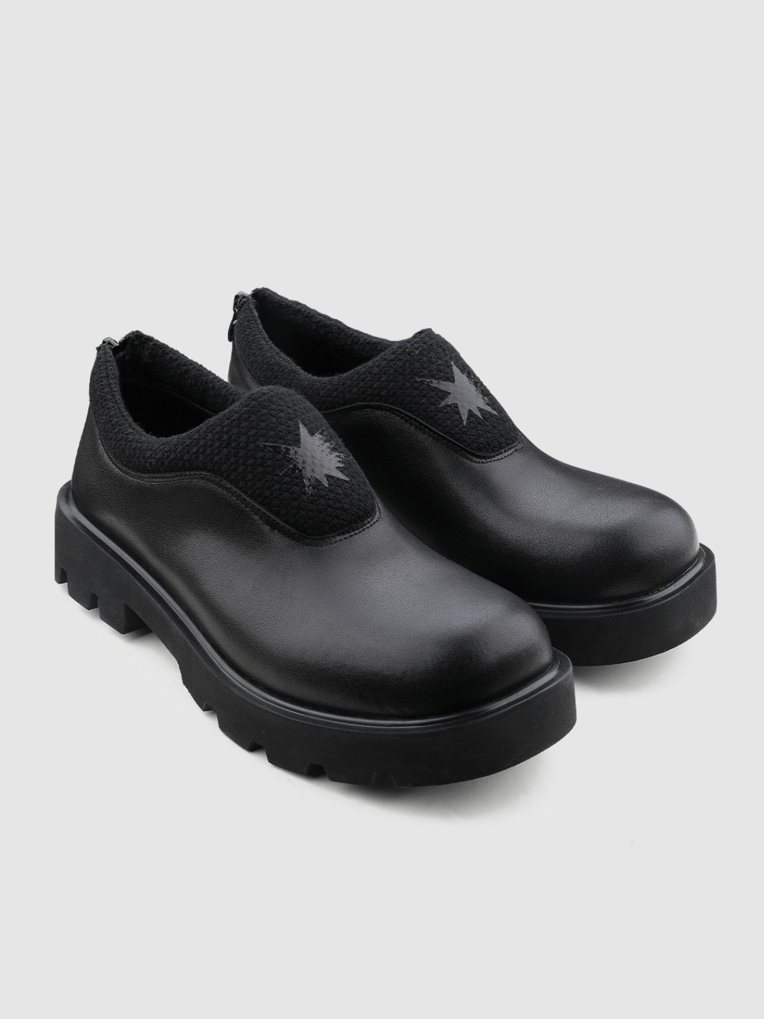 black casual leather shoes na883