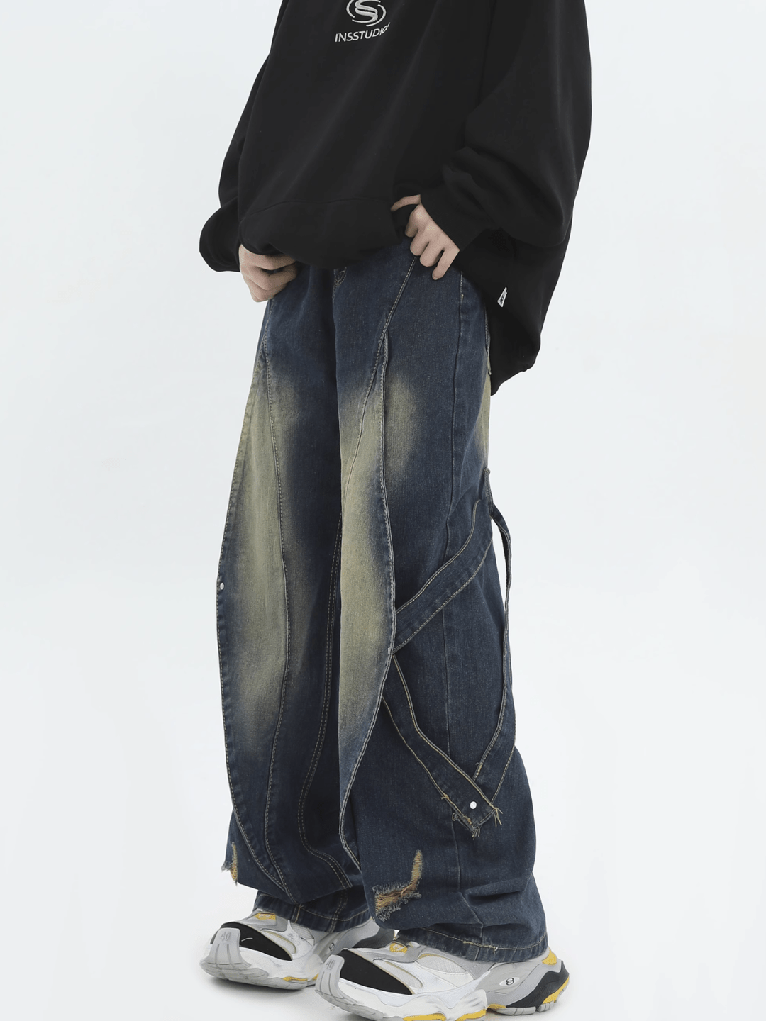 [INSstudios] old wash splicing design jeans na776