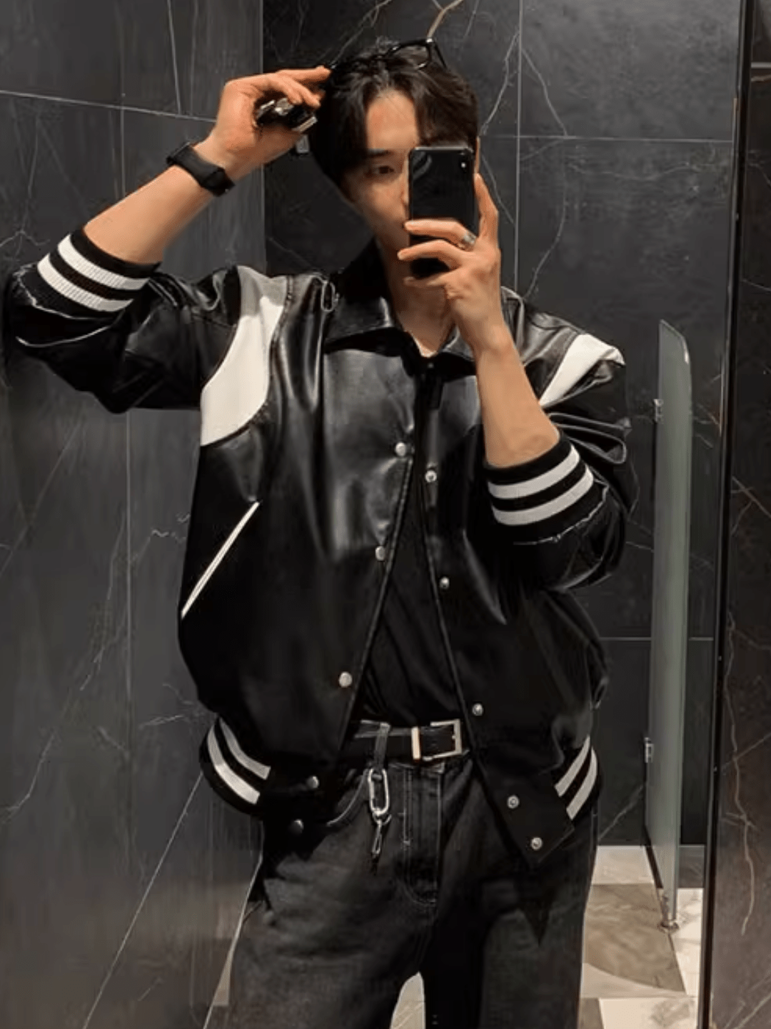 [MRCYC] black and white 한국어 버전 푸레더 jacket na685