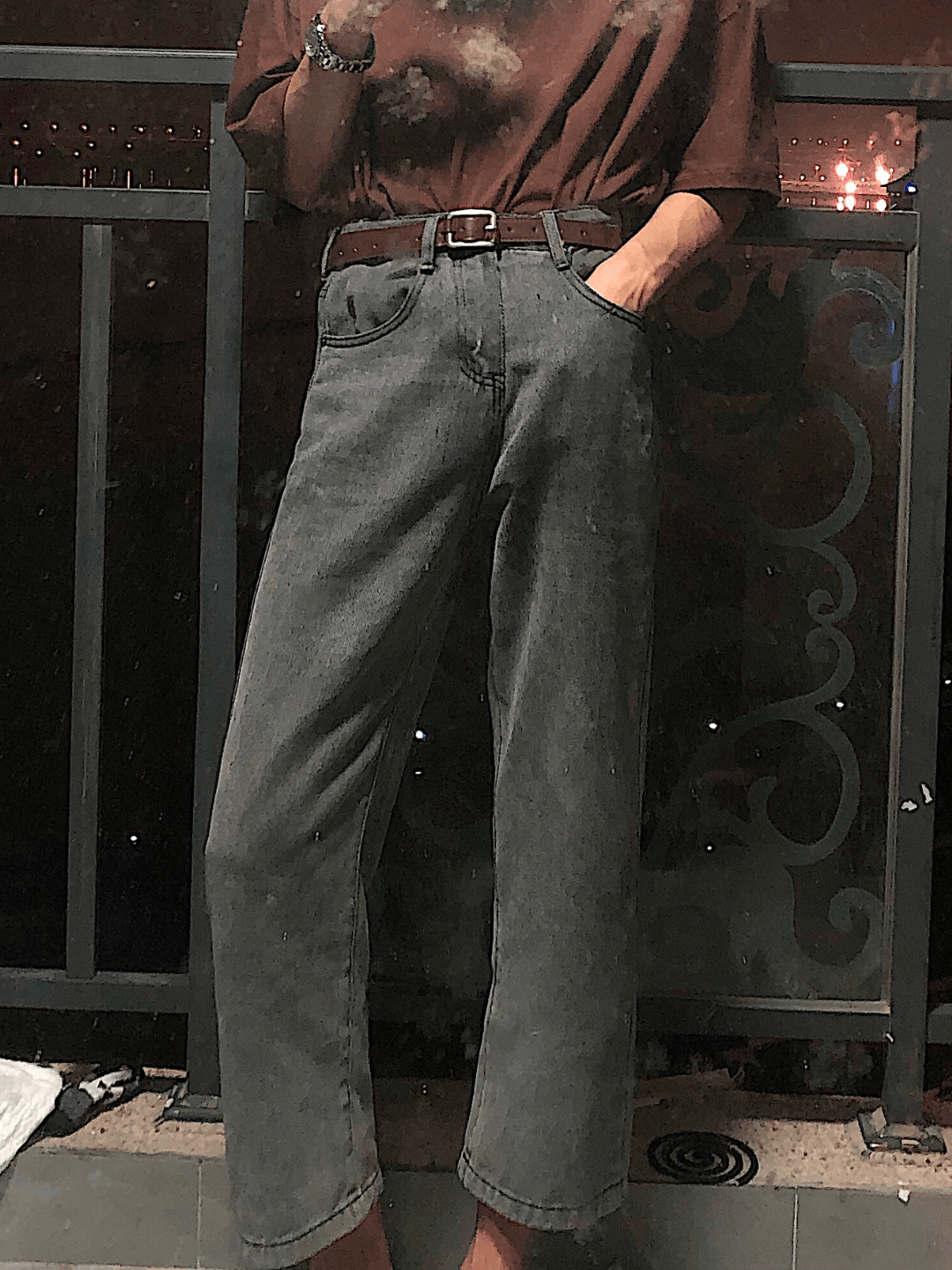 [01H studios] Sword gray pendant jeans