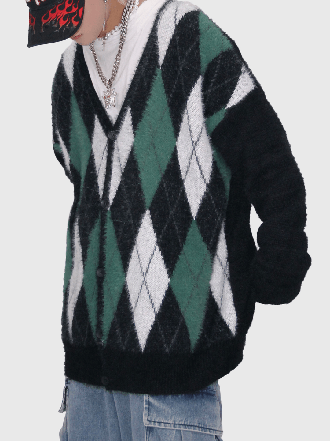 [NOPASS] Argyle Knit Cardigan NA528