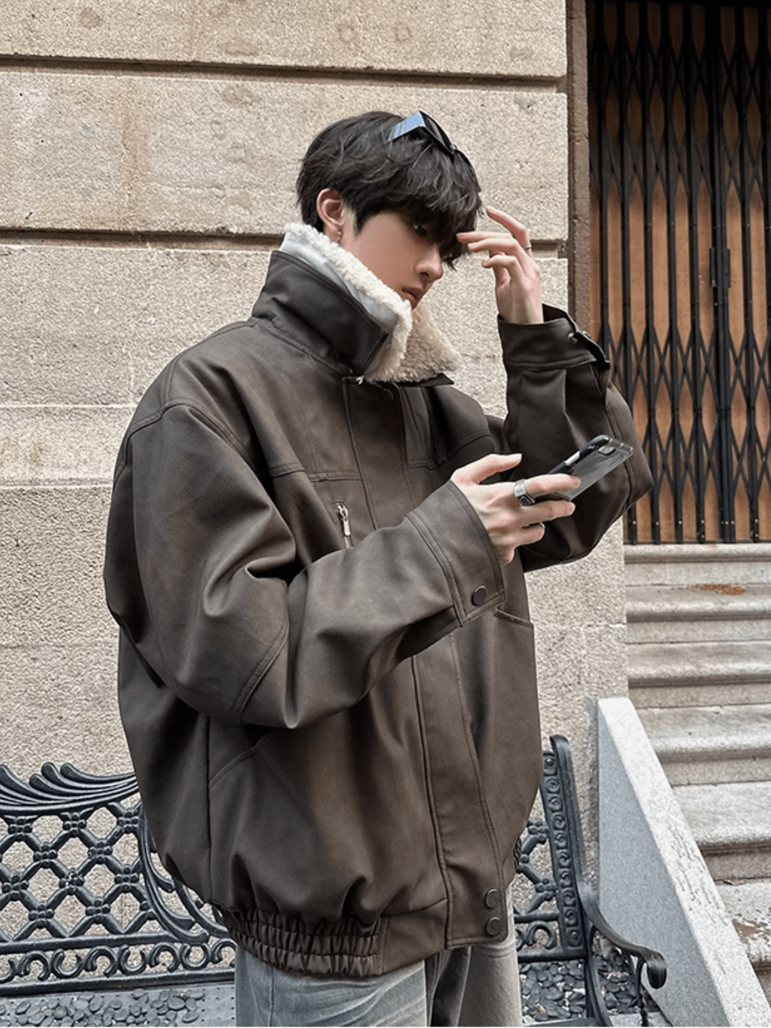 [JM HOMME] Leather Fur Jacket na724