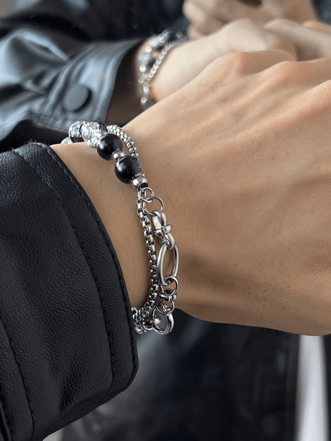 steel double-layer burst beads bracelet NA737