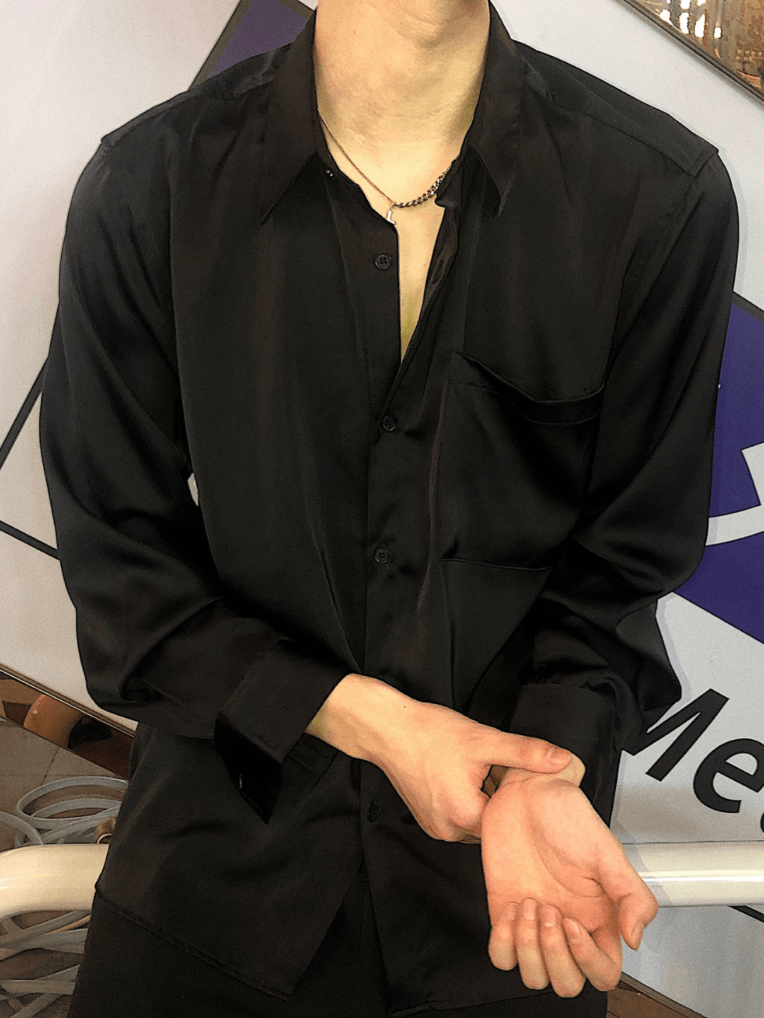 [01H studios] Hong Kong satin shirt
