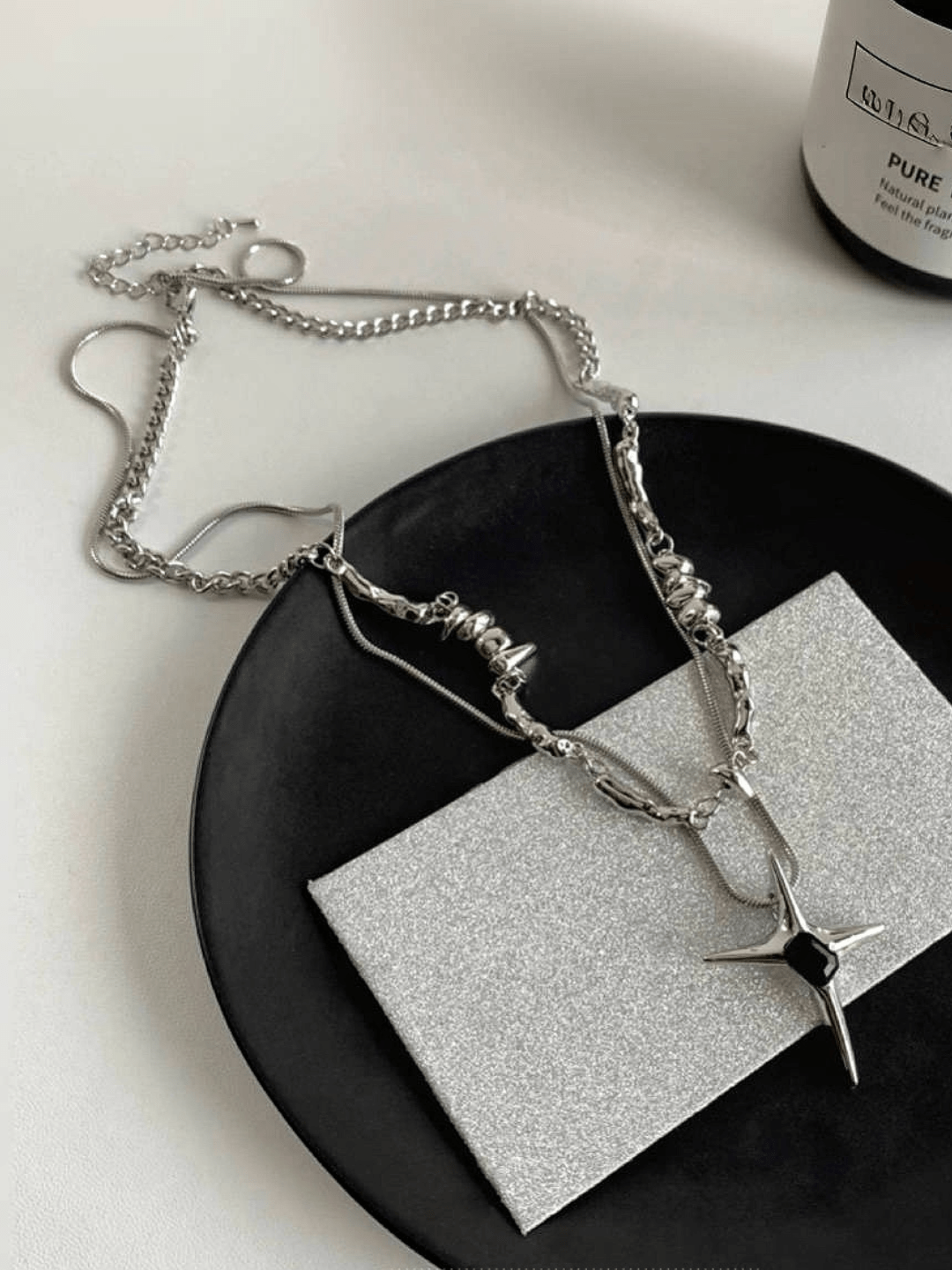 [CHEALIMPID] Double Layer Chain Asymmetrical Necklace na937