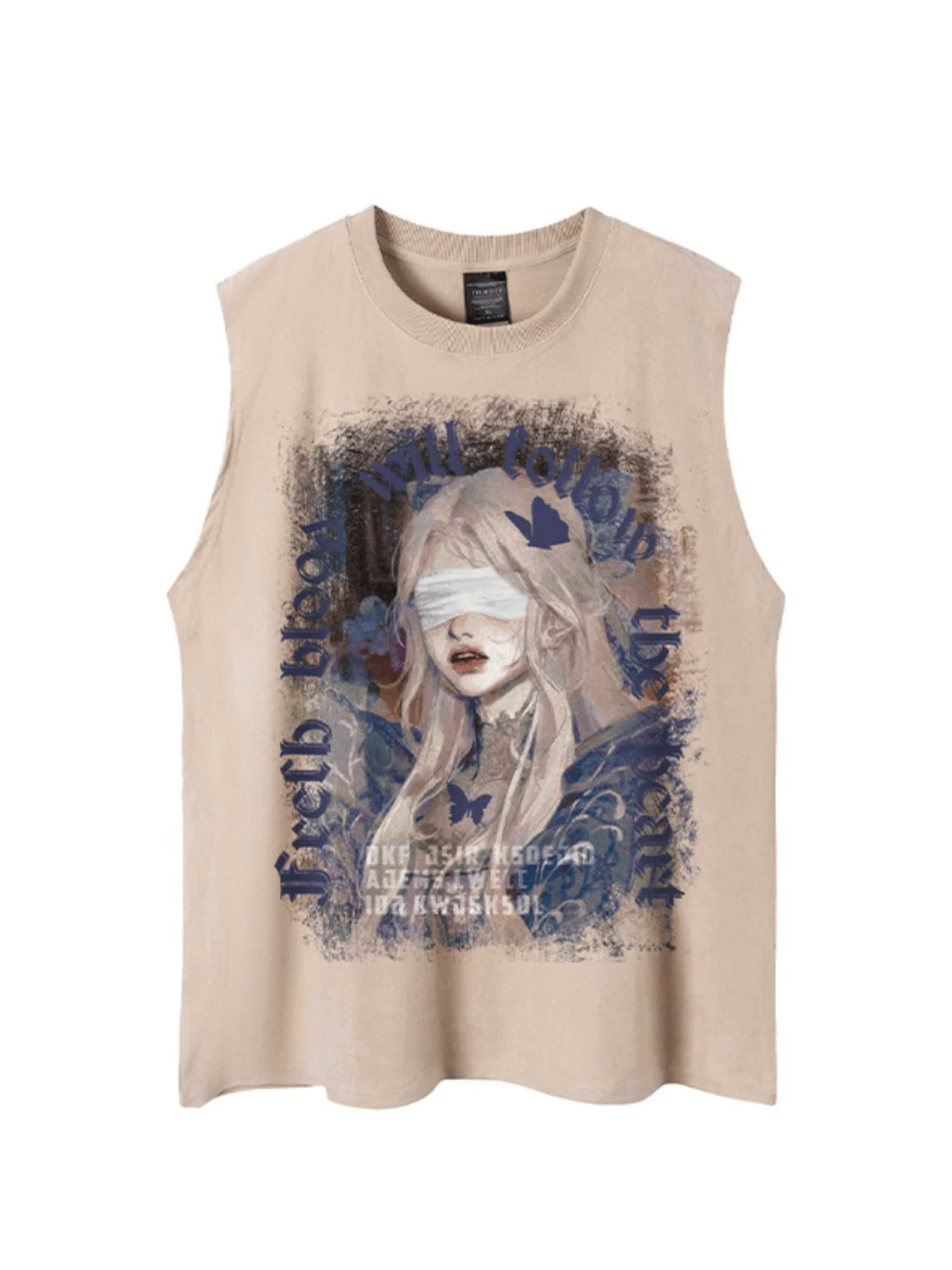 [VEG Dream] retro butterfly character print sleeveless T-shirt na809 
