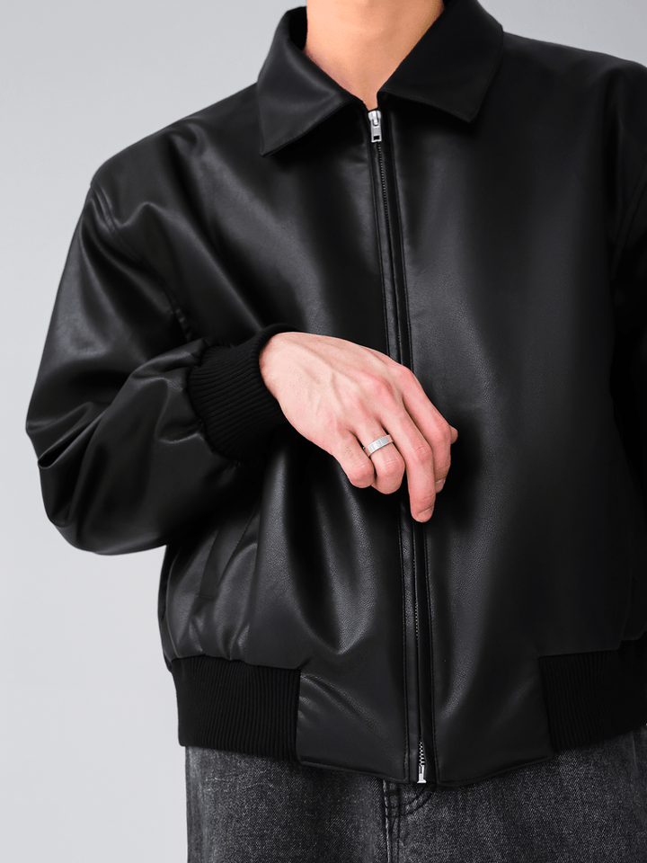 [HOHO] Dumb black leather jacket NA523
