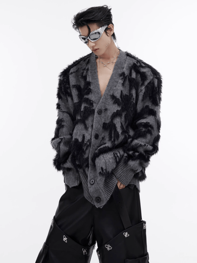 [CulturE] mink hair V-neck knitted cardigan na828