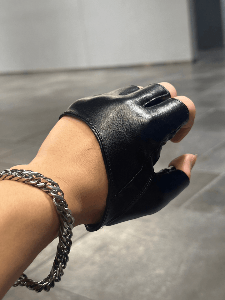 [_kuro_05] 다크 fingerless leather gloves kr12