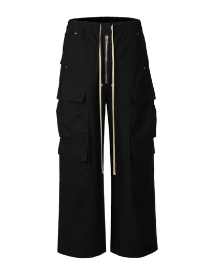 [n40mz] dark multi-pocket mopping flared pants na792 