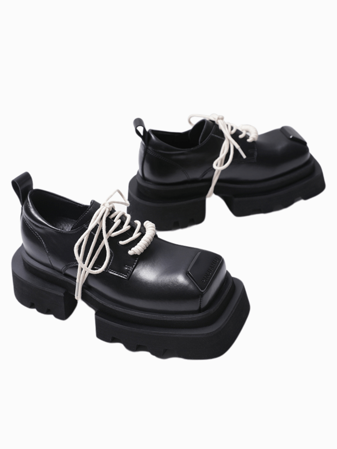 leather square head lace-up Derby shoes na896