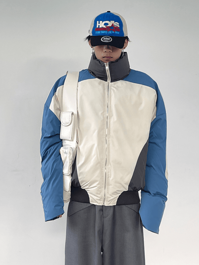 [SHUNP] Colorblocking short zipper cotton jacket na825