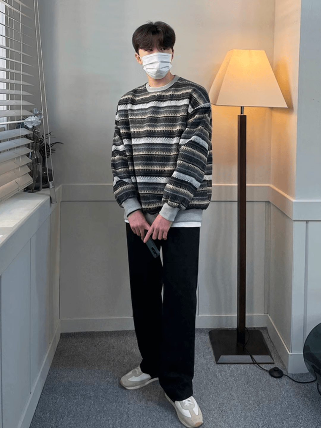 [LEMiE] Striped spring round neck sweater LE07