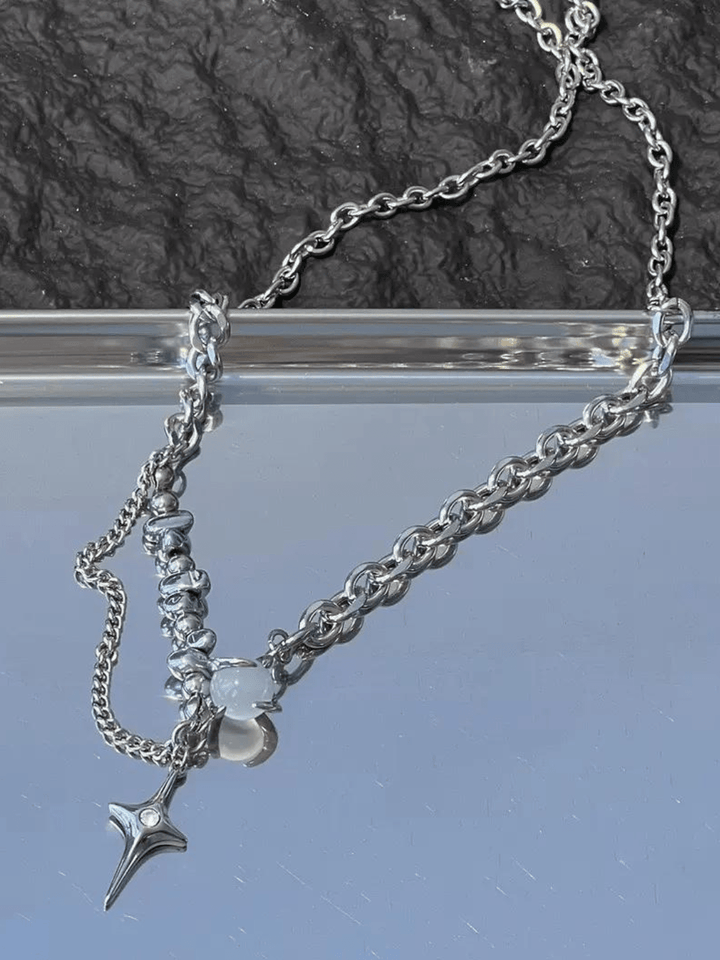 [CHEALIMPID] Star Eyes Titanium Steel Cross Luxury Necklace na929