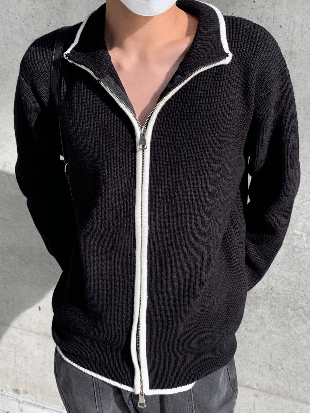 [_.iue._] double zipper design sweater ao08