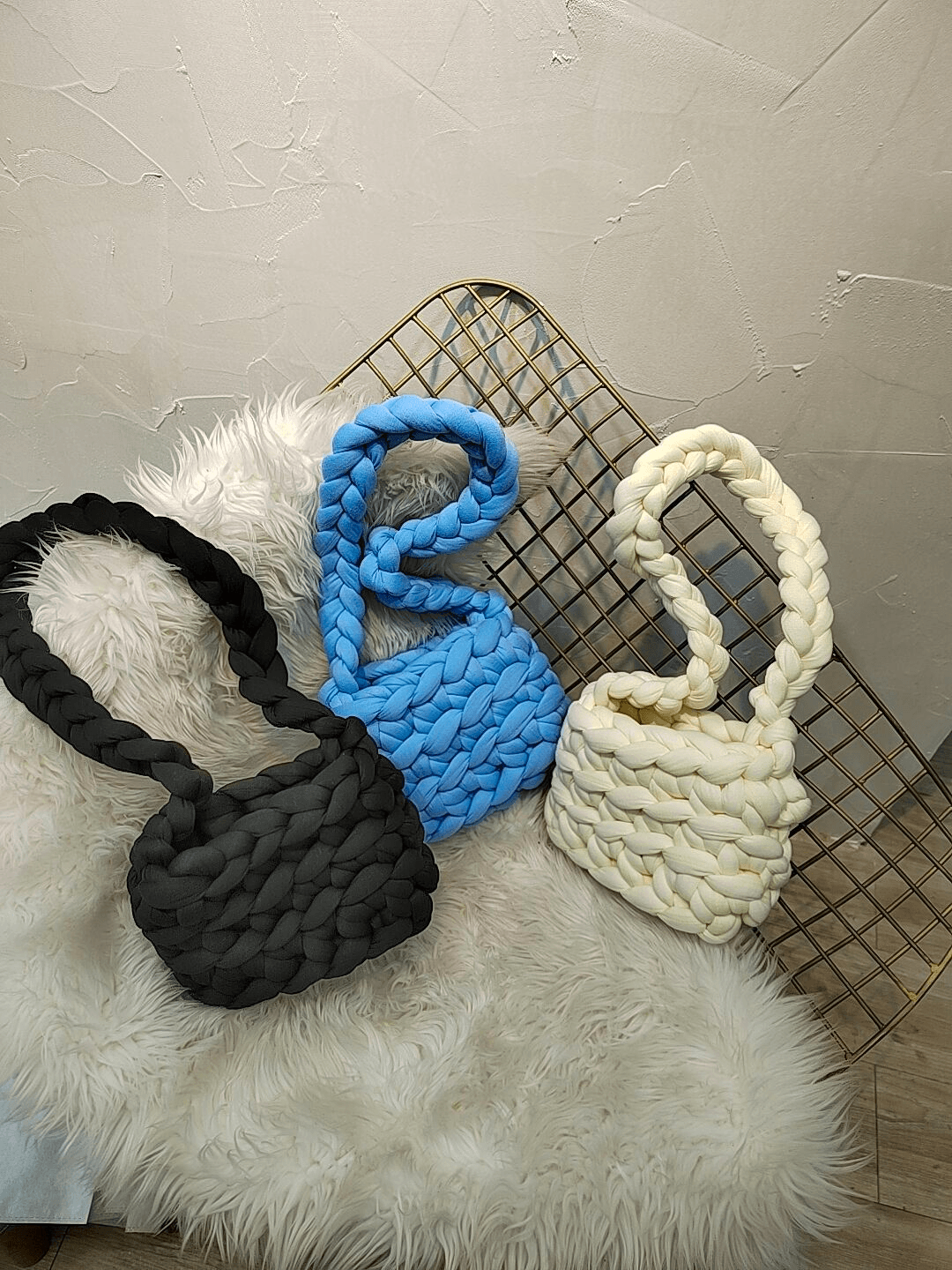 [_.iue._] wool crochet bag ao02