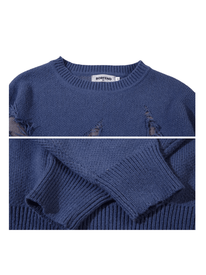 [XPKAEAX] hole design loose sweater na900