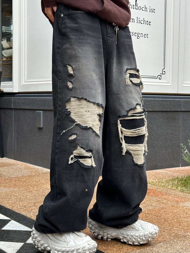 [플랫룸] damage wool straight jeans FL24