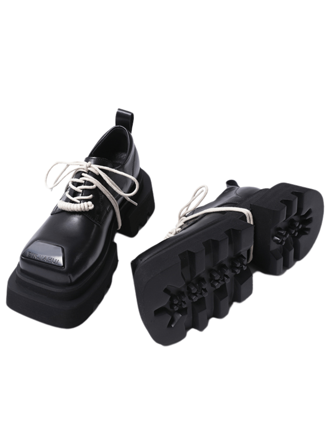 leather square head lace-up Derby shoes na896