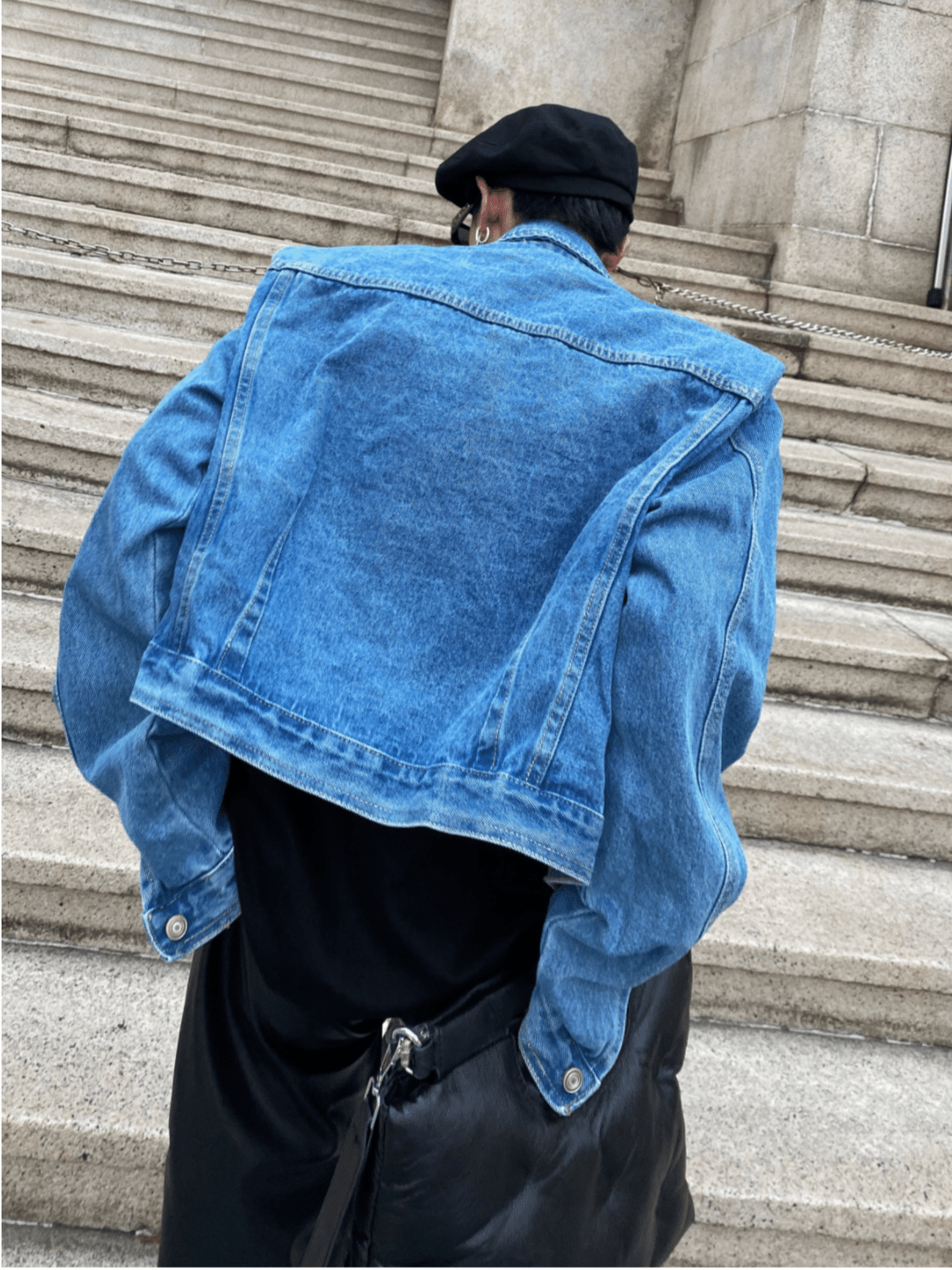 [ArguE CulturE] pleated design shoulder pad denim jacket na645