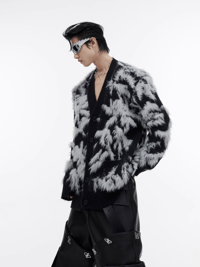 [CulturE] mink hair V-neck knitted cardigan na828