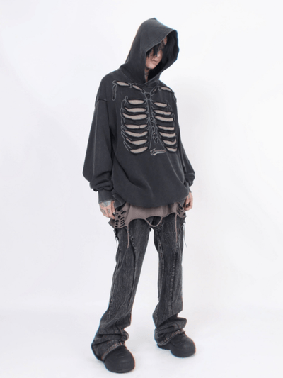 skeleton design niche high street hooded na648