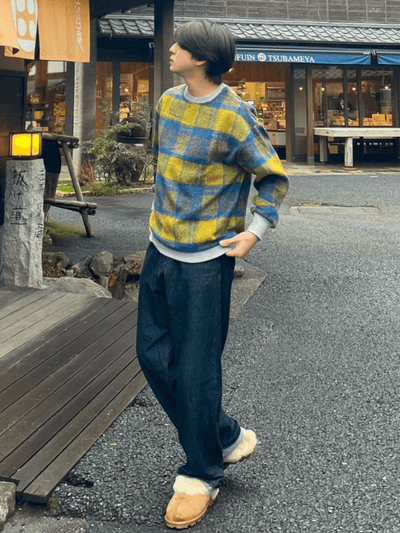 [LEMiE] Plaid loose trendy knit LE02
