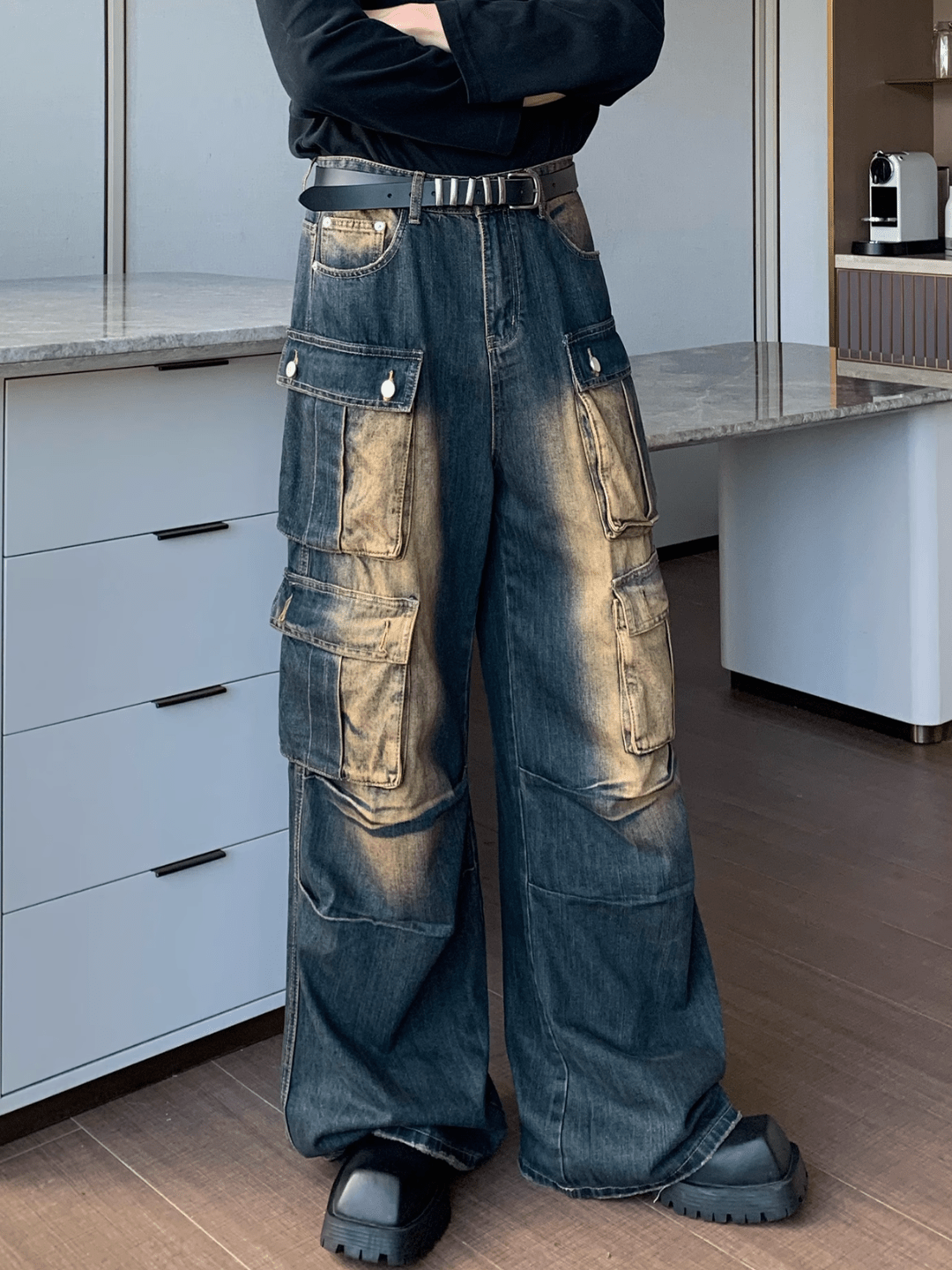 [CUIBUJU] multi-pocket wasteland workwear jeans na750