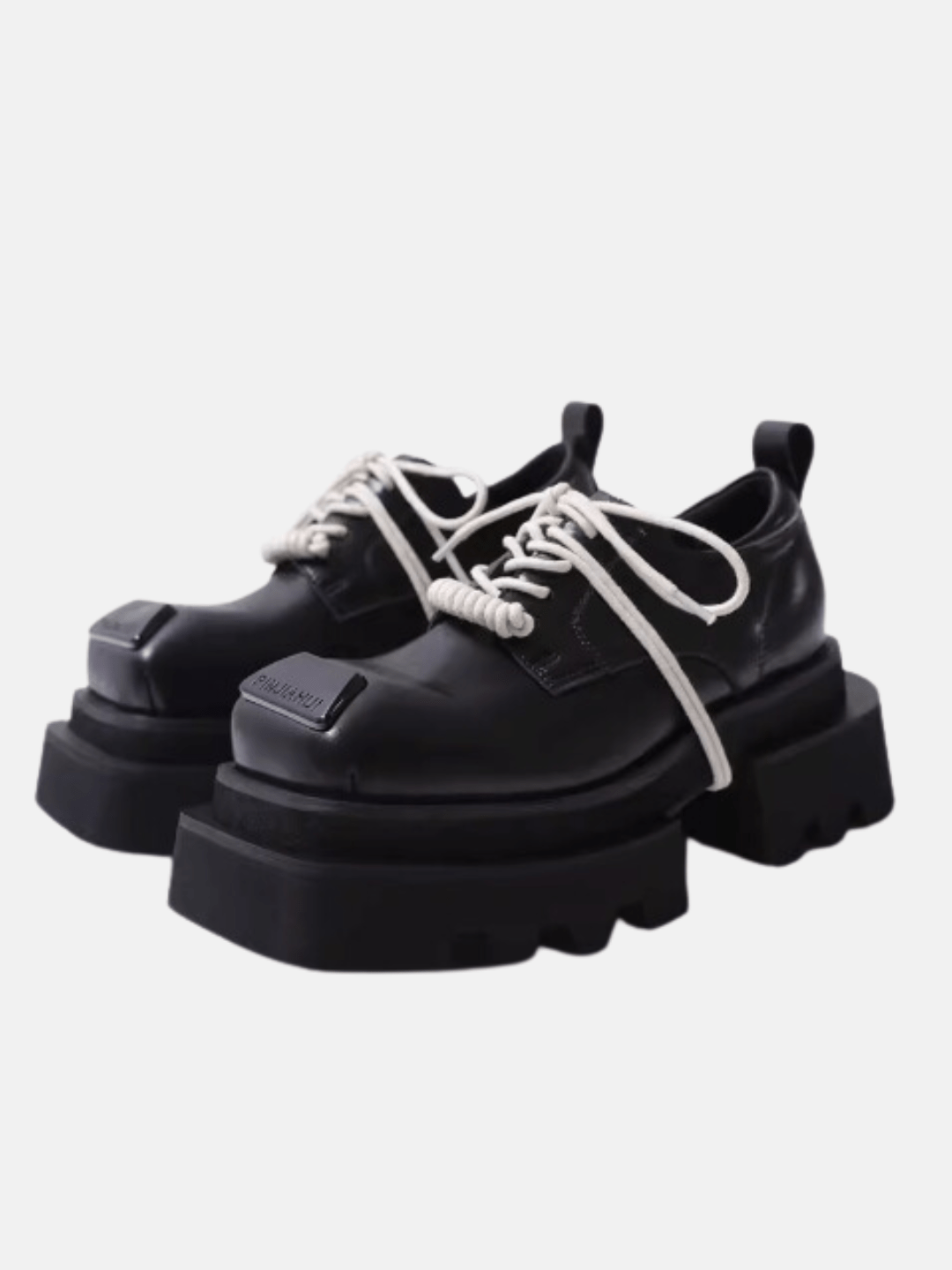 leather square head lace-up Derby shoes na896