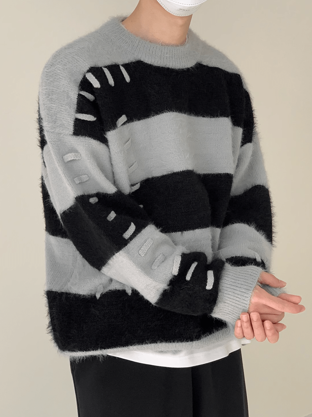 [DAZIONSED] Patch design mohair knit sweater na772