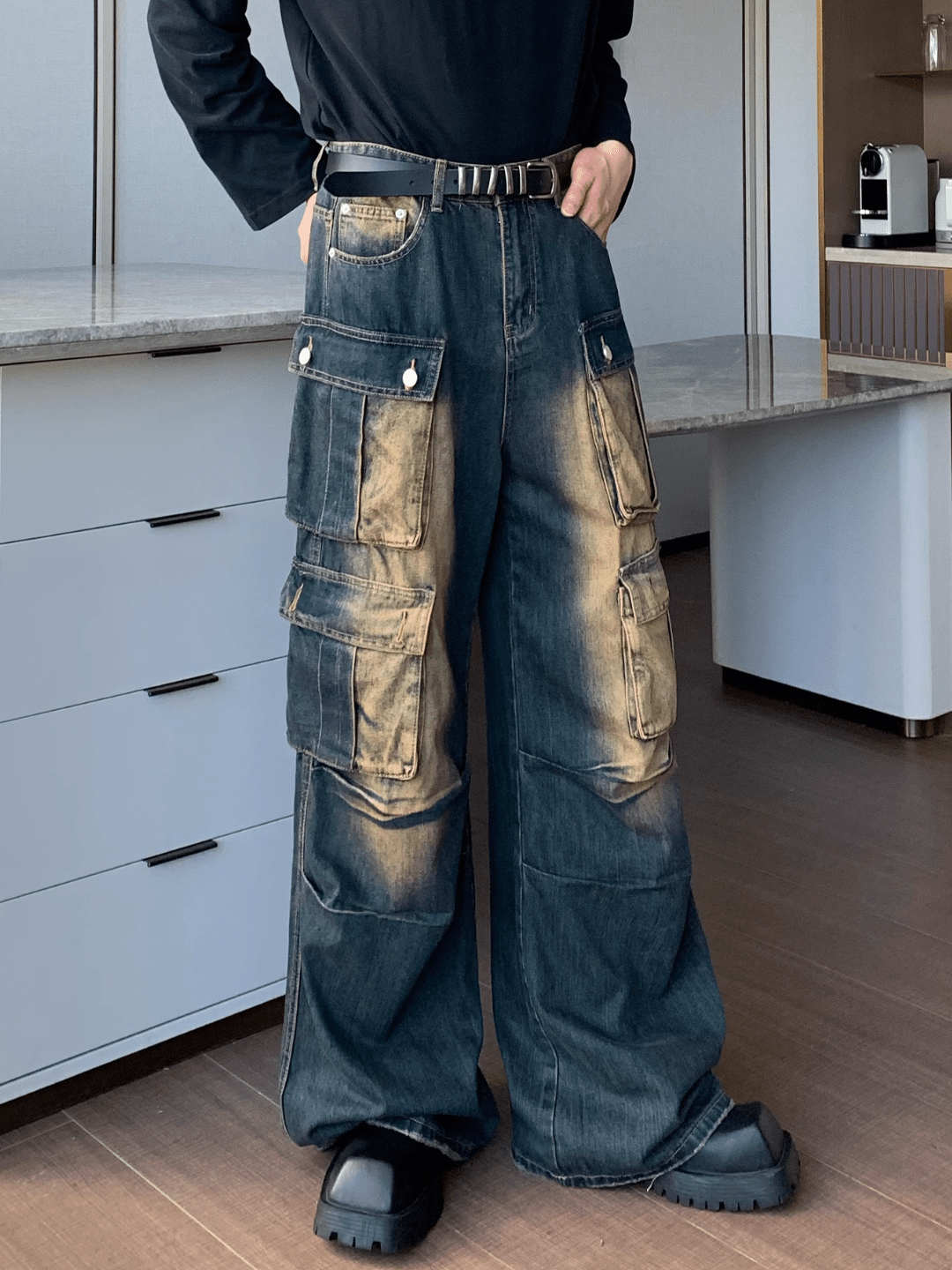 [CUIBUJU] multi-pocket wasteland workwear jeans na750