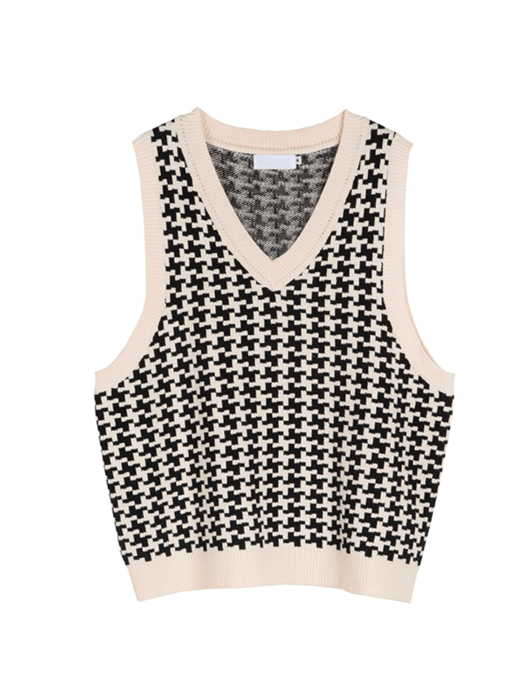 [GENESISBOY] Houndstooth V-neck knitted vest NA304
